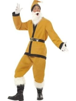 Smiffy's Supporters Santa Costume Gold With Black Trim 22675
