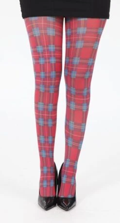 Tartan Printed Tights - Jackson Plaid Red 5055419608151