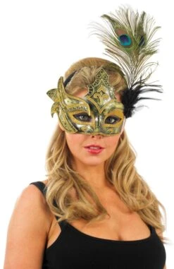 Gold Detail And Peacock Feather Mask