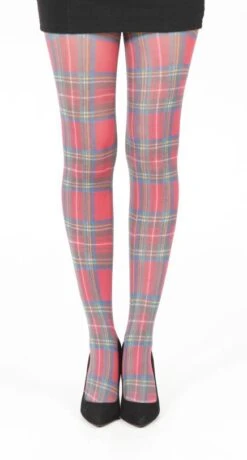 Original Red Tartan Printed Tights - Red