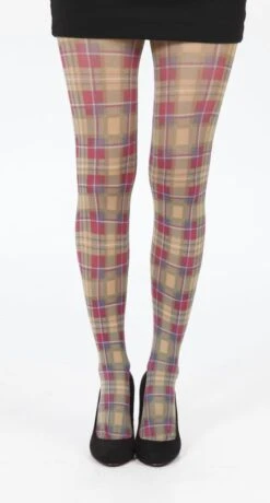 Tartan Printed Tights - Jackson Plaid Mustard 5055419608120