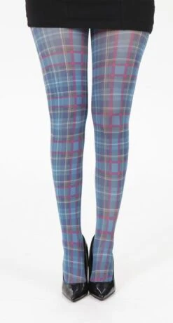 Tartan Printed Tights - Jackson Plaid Petrol Blue