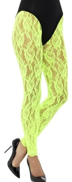 80's Lace Leggins Neon Green 45160