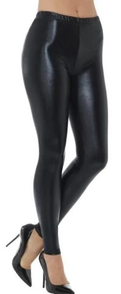 80's Metallic Disco Leggins Black 48106