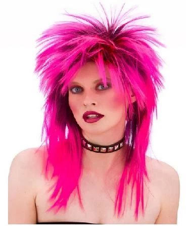 80's Rocker Pink Wig EW-8195 1 80's Rocker Pink Wig EW-8195
