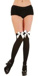 Black Thigh Highs With White Bow