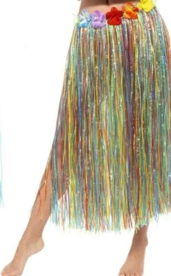 Hawaiian Long Hula Skirt With Flowers 44591