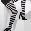 Opaque Tights Black And White Striped 42761