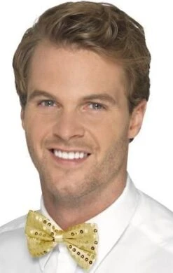 Sequin Bow Tie Gold 44383