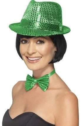Sequin Trilby Hat Green 44382 1 Sequin Trilby Hat Green 44382