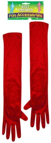 Long Velvet Gloves Over Elbow 55cm Red U09652