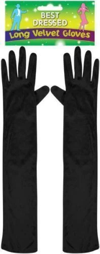 Long Velvet Gloves Black 55cm U09653