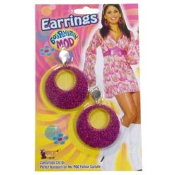 Ladies 60's Themed Mod Glitter Earings