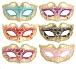 Mask Eye Glitter W/Metallic Trim 6 Astd U36 498