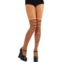 Black And Orange Thigh Highs