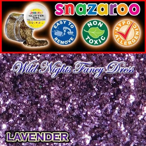SNAZAROO FACE PAINT GLITTER GEL LAVENDER 12ML TUB 1 SNAZAROO FACE PAINT GLITTER GEL LAVENDER 12ML TUB